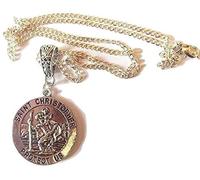 Starfish Records Double Sided Tibetan Silver St Christopher On a 22'' Sterling Silver Curb Chain In An Organza Gift Bag Traveller Travel Luggage Passport