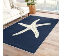 Starfish Rugs Living Room, Extra Large Rug, Low Pile Rug Non Slip, Washable, Area Rugs for Living Room, Blue White Big Star Home Decor Floor Carpets, 240 x 340 cm