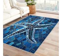 Starfish Rugs Living Room Large 120x180, Stained Glass Area Rugs for Bedroom, Patterned Short Pile Non Slip Machine Washable Carpet, Home Decor C-M4