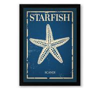 Starfish Scandi Scandinavian Framed Wall Art Print A2 (59.4×42cm) Black, Wall Decor for Living Room, Bedroom, Office & Home, Ready to Hang, Art Gift