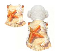Starfish Seashell Art M Pet Apparel for Small Dogs-Cute Summer Outfit for Puppy, Soft Breathable Pet Clothes for Cat