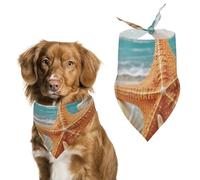 Starfish Seashell Beach Dog Bandanas for Feeding Grooming, Triangle Pet Bibs Washable Pets Scarf for Cats & Dogs