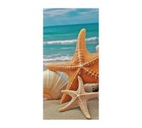 Starfish Seashell Beach Door Cover Spring Summer Hanging Flag Porch Sign Outdoor Seasonal Holiday Yard Decor for Front Door and Porch