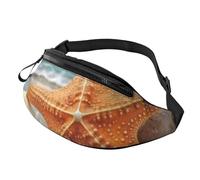 Starfish Seashell Beach Fanny Pack for Men Women, Waterproof Sports Waist Bag Fashion Belt Bag Crossbody Bags Hip Bum Bag with Adjustable Strap Large Sling Bag Purse for Travel Hiking
