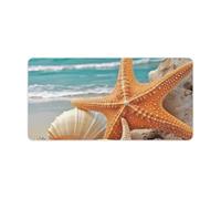 Starfish Seashell Beach Keyboard Mat Large Gaming Mouse Pad, Anti-Slip Desk Mat for Desktop Desk Work/Home Writing Mat 11.8 * 23.6 Inches
