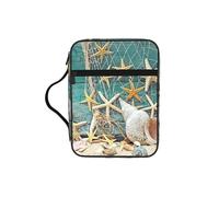 Starfish Seashell Beach Print Bible Cover Case, Carrying Book Case with Durable Handle Bible Protective Church Bag for Men Women