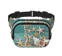 Starfish Seashell Beach Print Stylish and Practical Waist Bag,Adjustable,Perfect for Travel,and Outdoor Activities