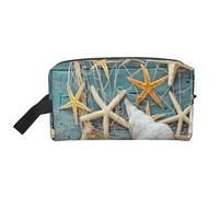 Starfish Seashell Beach PrintedMakeup Trave Bag for Women,Cosmetic Large Capacity Organizer