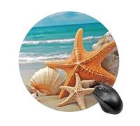 Starfish Seashell Beach Round Mouse Pad Smooth Glide Gaming Mousepad Extra Density Portable Comfortable Mouse Mat for Desk, Home, Office 7.8x7.8 Inches