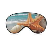Starfish Seashell Beach Sleep Mask for Women Men, Soft Eye Mask with Adjustable Strap for Sleeping, Light Blocking Travel Blindfold for Nap Comfortable Eye Cover for Home Office