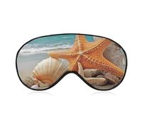 Starfish Seashell Beach Sleeping Mask, Light Blocking Eye Mask, Comfortable and Soft, Eye Cover with Elastic Band, Suitable for Men and Women, Suitable for Travel/Sleeping