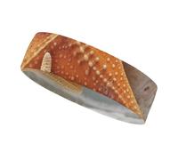 Starfish Seashell Beach Sports Sweatband 15" Polyester Hairband Absorbent Quick-Dry Headband for Running, Yoga