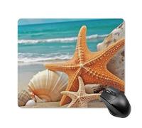 Starfish Seashell Beach Square Mouse Pad Portable Computer Mousepad with Non-Slip Rubber Base 18 * 22cm Ultra-Thin Gaming Mouse Mat for Computer Laptop Office Desk Accessories