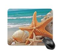 Starfish Seashell Beach Square Mouse Pad Portable Computer Mousepad with Non-Slip Rubber Base 20 * 25cm Ultra-Thin Gaming Mouse Mat for Computer Laptop Office Desk Accessories