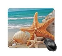 Starfish Seashell Beach Square Mouse Pad Portable Computer Mousepad with Non-Slip Rubber Base 25 * 30cm Ultra-Thin Gaming Mouse Mat for Computer Laptop Office Desk Accessories