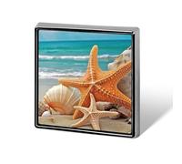 Starfish Seashell Beach Suit Lapel Pin Fashion Lapel Pins for Men Women for Backpacks Funny Hat Brooch Pin Personalized Bag Lapels Badge Metal Novelty Buttons & Pins (Square)