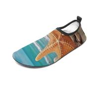 Starfish Seashell Beach Water Shoes for Men Women, Lightweight Stretch Swim Shoes with Anti-Slip Rubber Sole, Quick-Dry Aqua Socks for Pool, Beach, Surfing, Style, 12 Women/12 Men