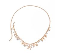 Starfish Seashell Belly Chain Gold Adjustable Starfish Waist Chain Summer Beach Waist Accessories, S, Non-Precious Metal, No Gemstone