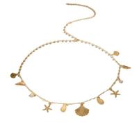 Starfish Seashell Gold Waist Chains Boho Pearl Conch Belly Chain Summer Beach Bikini Body Chain Jewelry for Women, L, Metal, No Gemstone