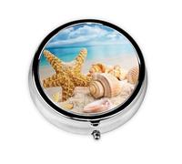 Starfish Seashell Ocean BeachMeta Pill Box 3 Compartment Medicine Case,Portable Organizer