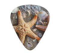 Starfish Seashell Sandy Beach - Guitar Picks-12 Pack Includes Thin, Medium & Heavy Gauges, Best Gift for Guitar Lovers