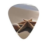 Starfish Seashell Sandy Beach Print Guitar Pick for Men Women Triangle Instrument Accessories Plectrums(12pcs One sided)