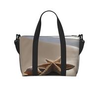 Starfish Seashell Sandy Beach Print Hand Travel Bag with Zipper Weekender Overnight Bag for Women Men Carry On
