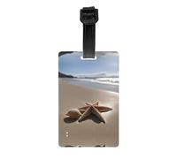 Starfish Seashell Sandy Beach Print PVC Luggage Tag Versatile ID Holder for Strollers and Bags Practical Travel Accessory Multi-Use