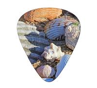 Starfish Seashell Sandy Beach Theme 12 Pcs Guitar Picks, 0.46mm/0.71mm/0.96mm Thickness, Guitar Plectrum With Storage Case For Acoustic-Electric Guitar Ukulele Bass