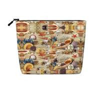 Starfish Seashell Sandy Beach Theme Fake Hemp Makeup Bag - Versatile Cosmetic Makeup Accessories for Daily Use, On Business Trip and More