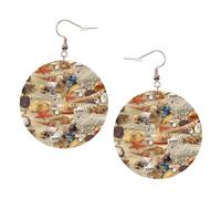 Starfish Seashell Sandy Beach Theme Leather Round Earrings Color Valentine'S Day Festival Activities Fashion Women'S