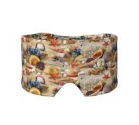 Starfish Seashell Sandy Beach Theme Print Eye and Ear Muffs Blackout Sleeping Noise Blocking Ear for Adults Kids Men Women