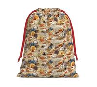 Starfish Seashell Sandy Beach Theme Print Gift Drawstring Bag Reusable Pouch Festive Decor Party Favor Daily Storage Sack