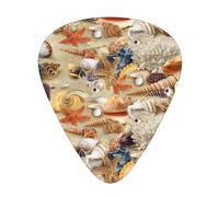 Starfish Seashell Sandy Beach Theme Print Guitar Pick,12 Pack,Includes Thin,Medium,Heavy Gauges,Suitable for guitar,ukulele
