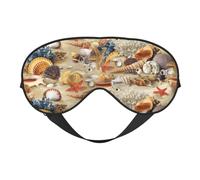 Starfish Seashell Sandy Beach Theme Print Stylish Sleep Eye Mask Lightweight Adjustable Strap Men Women Travel Nap Night