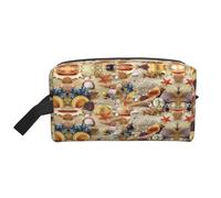 Starfish Seashell Sandy Beach Theme Print Travel Grooming Storage Bag, Reusable Makeup Storage Organizer, Bathroom Supplies