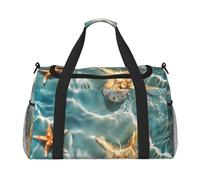 Starfish Seashell Travel Duffle Bag Ocean Beach Gym Overnight Weekender Bag for Men Women Lightweight Carry On Luggage for Workout Holiday