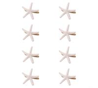 Starfish-Shaped Resin Napkin Ring Set, 8-Piece Marine Life Table Decor for Coastal Kitchen & Dining, White Hand-Painted Home & Hotel Tableware