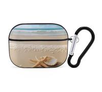 Starfish Shell and Beach AirPods Pro Case Cover with Keychain Ring PC Hard Shell Protective Case for AirPods Pro 2nd for Women Men Generation Easy Open Full Drop Protection Cover Black-Style