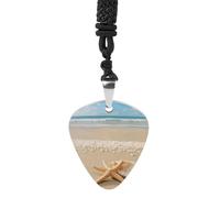 Starfish Shell And Beach Guitar Pick Holder Necklace for Women, Personalized Bass Pick Pendant for Men, Rock Music Picks Necklace with Chain for Party, Music Inspired Gift