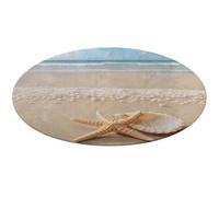 Starfish Shell and Beach Round Rug Soft Absorbent Bath Mat Entryway Anti Slip Rugs Farmhouse Front Back Door Mat 60 * 60cm for Bedroom Living Room Home Decorative