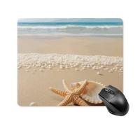 Starfish Shell and Beach Square Mouse Pad Portable Computer Mousepad with Non-Slip Rubber Base 18 * 22cm Ultra-Thin Gaming Mouse Mat for Computer Laptop Office Desk Accessories