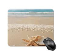 Starfish Shell and Beach Square Mouse Pad Portable Computer Mousepad with Non-Slip Rubber Base 20 * 25cm Ultra-Thin Gaming Mouse Mat for Computer Laptop Office Desk Accessories