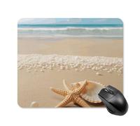 Starfish Shell and Beach Square Mouse Pad Portable Computer Mousepad with Non-Slip Rubber Base 25 * 30cm Ultra-Thin Gaming Mouse Mat for Computer Laptop Office Desk Accessories