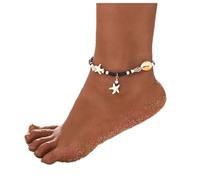 Starfish Shell Anklet Bracelet Boho Turquoise Pearl Anklet Conch Heart Beads Summer Beach Foot Chain Jewelry for Women Girls (Style D)