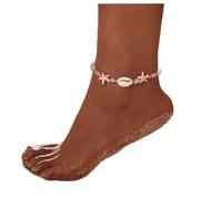Starfish Shell Anklet Bracelet Boho Turquoise Pearl Anklet Conch Heart Beads Summer Beach Foot Chain Jewelry for Women Girls (Style C)