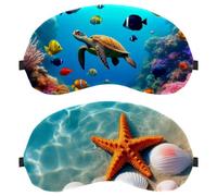 Starfish Shell Blue Sea 2-Pack Light-Blocking Soft Breathable Sleep Mask Eye Patch Eye Cover