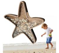 Starfish Shell Collection Box - Wooden Sea Handcrafted Solid Wood Display Case with Shatter Resistant Acrylic Panel for Seashells Se-a Glass Beach Treasures Home Coastal Decor & Keepsake Gifts