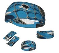 Starfish Shell Fishnet Sports Sweatbands for Men Women Elastic Non-Slip Headbands Running Workout Hair Bands Non Slip Wicking Headscarf for Fitness Cycling Hiking Yoga Football Exercise