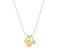 Starfish Shell Necklace for Women Gold Pearl Shell Pendant Necklace Silver Seashelll Cubic Zirconia Charm Necklaces Beach Vacation Essentials Holiday Jewelry, M, Alloy Steel, No Gemstone